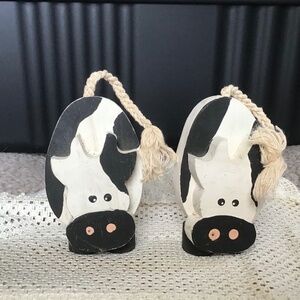 Wooden Rustic Handmade Cows Farmhouse Decor Country Folk Art